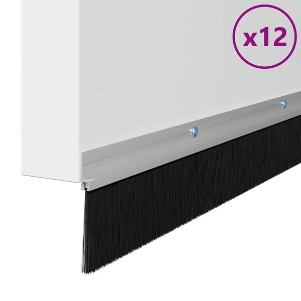 vidaXL Skruvmonterade d&ouml;rrborstt&auml;tningslister 12 pcs Silver 100 cm