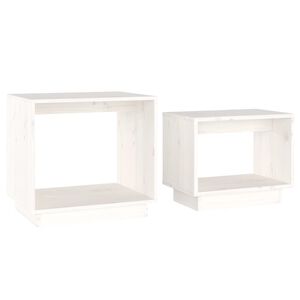 vidaXL Satsbord 2 st vit massiv furu