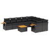 vidaXL Loungegrupp 10 delar med svarta dynor konstrotting