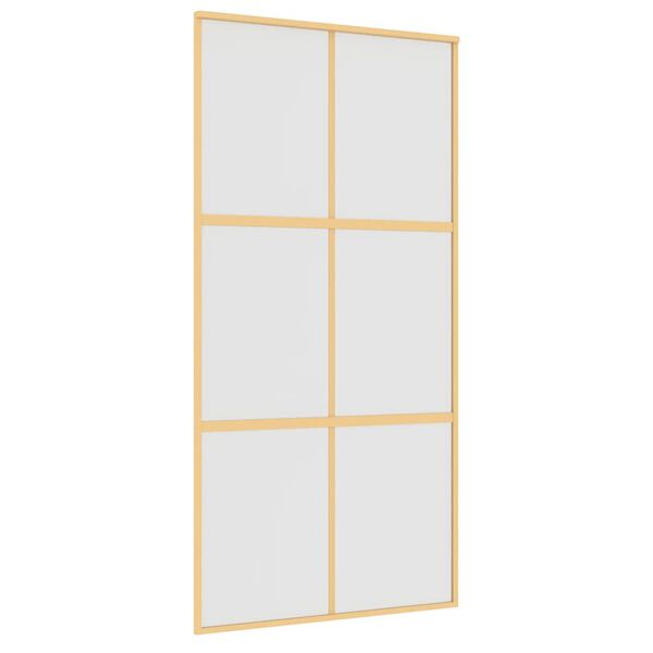 vidaXL Skjutd&ouml;rr guld 102,5x205 cm frostat ESG-glas och aluminium