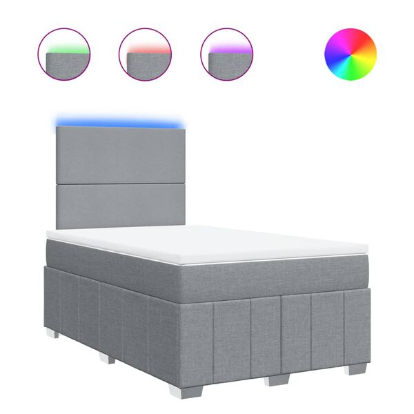 vidaXL Rams&auml;ng med madrass ljusgr&aring; 120x190 cm tyg