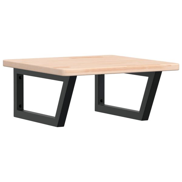 vidaXL Väggmonterad handfatshylla stål och massiv ek