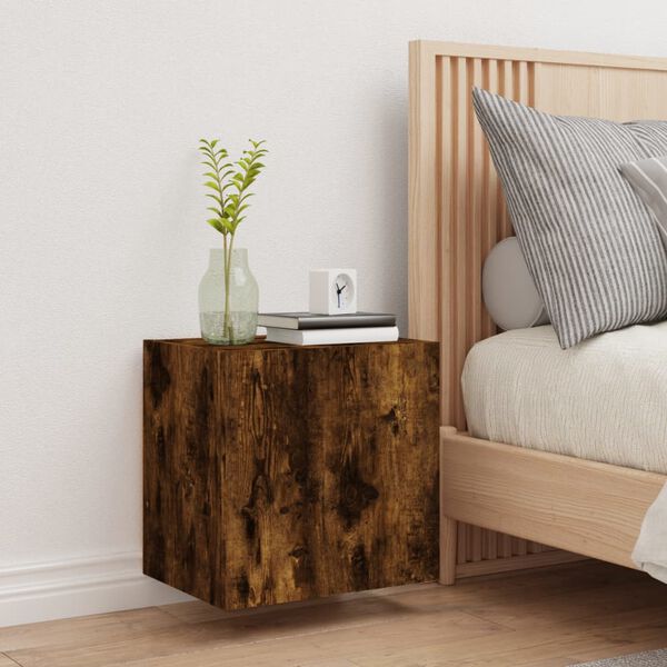 vidaXL V&auml;ggmonterad tv-sk&aring;p r&ouml;kf&auml;rgad ek 40,5x30x40 cm konstruerat tr&auml;