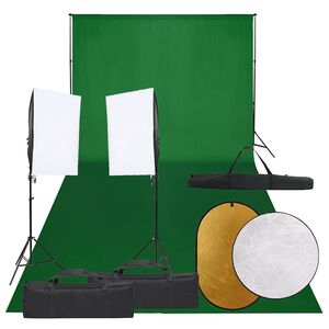 vidaXL Fotostudio med lampor, bakgrund och reflexsk&auml;rm