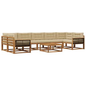 vidaXL Utomhussoffset med kudde 8 pcs Naturlig och Beige