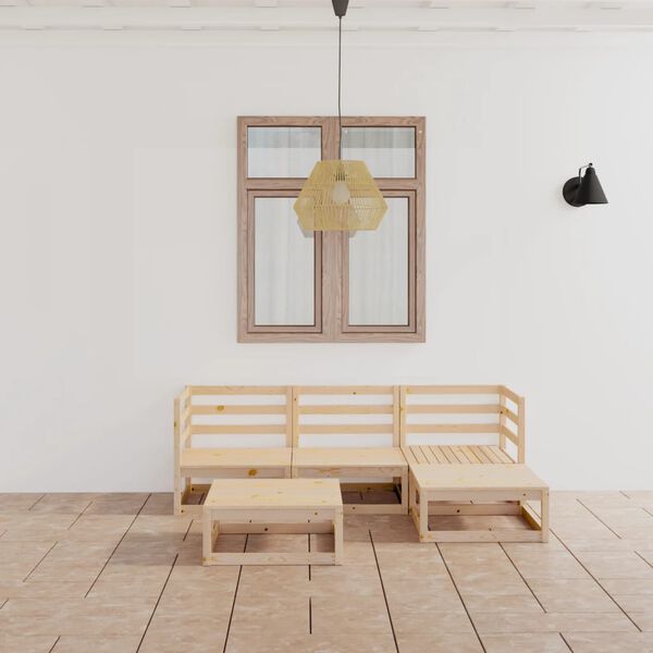 vidaXL Loungegrupp för trädgården 5 delar massiv furu