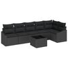 vidaXL Soffset med kudde 7 pcs Svart konstrotting