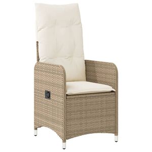 vidaXL Justerbar tr&auml;dg&aring;rdsstol med dynor beige konstrotting