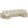 vidaXL Matgrupp f&ouml;r tr&auml;dg&aring;rden med dynor 7 delar beige konstrotting