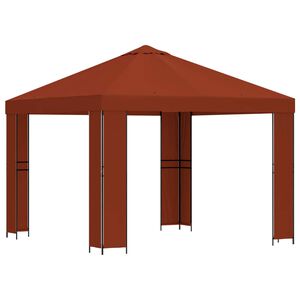 vidaXL Paviljong 3 x 3 m Terracotta Polyester och St&aring;l 190 gsm