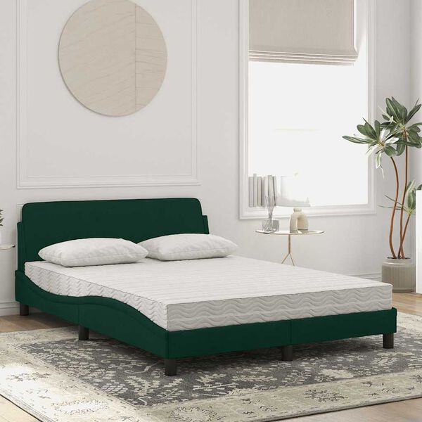 vidaXL Bed with Mattress "Dover" Dark Green 140x200 cm Velvet
