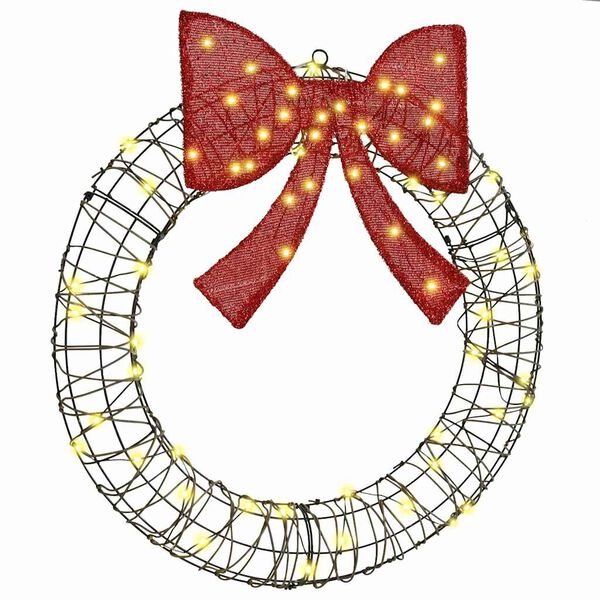 vidaXL Krans med 60 LED-lampor Varmvit 75 cm Rotting