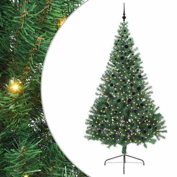 vidaXL Konstgjord F&ouml;rbelyst Julgran med 300 LED-lampor Gr&ouml;n 240 cm PVC