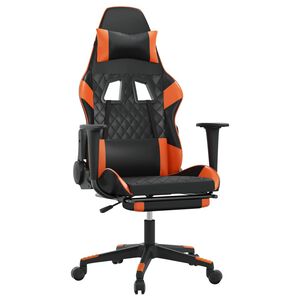 vidaXL Gamingstol med massage och fotst&ouml;d svart och orange konstl&auml;der