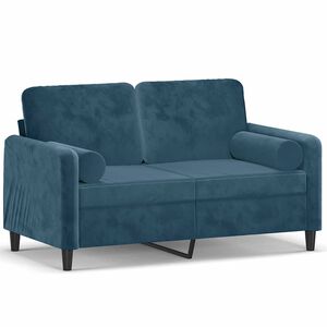 vidaXL 2-sitssoffa med prydnadskuddar bl&aring; 120 cm sammet
