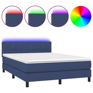 vidaXL Rams&auml;ng med madrass & LED bl&aring; 140x190 cm tyg