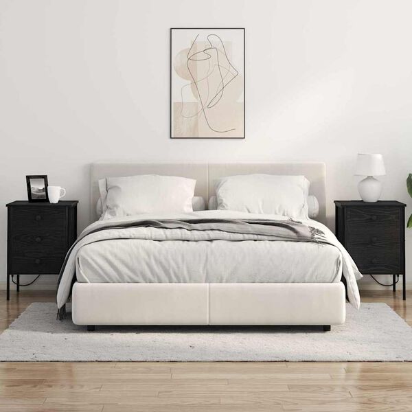 vidaXL Nattduksbord med l&aring;da Svart Ek 42 x 41 x 61 cm Konstruerat tr&auml;