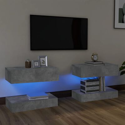 vidaXL TV-bänk med LED-belysning 2 st betonggrå 60x35 cm