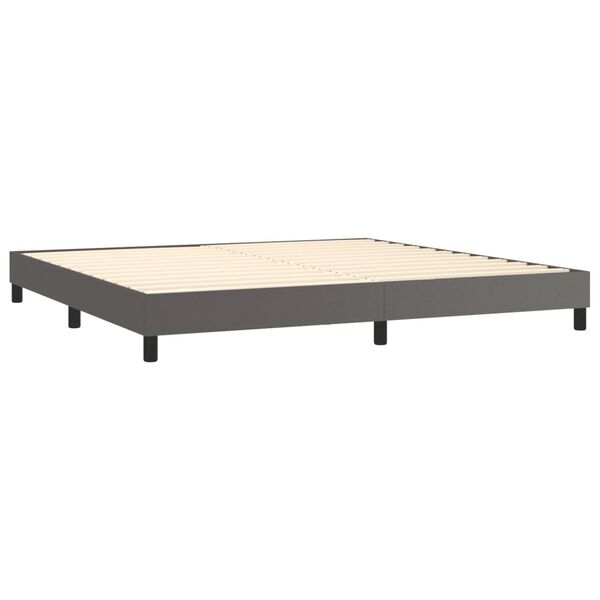 vidaXL Boxspring-s&auml;ngram gr&aring; 200x200 cm konstl&auml;der
