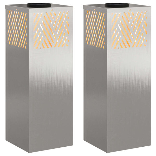 vidaXL Solar LED Stig Ljus 2 pcs Rostfritt st&aring;l Rostfritt st&aring;l