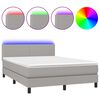 vidaXL Rams&auml;ng med madrass & LED ljusgr&aring; 140x190 cm tyg