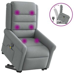 vidaXL Massagef&aring;t&ouml;lj med uppresningshj&auml;lp ljusgr&aring; tyg