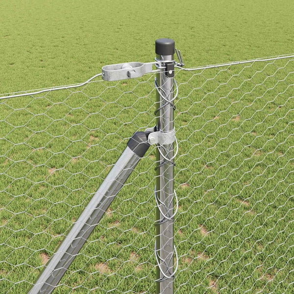 vidaXL St&auml;ngselstolpe Silver 25 x 1,4 m (25 mm n&auml;t) St&aring;l