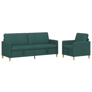 vidaXL Soffgrupp med f&ouml;rvaring 2 st M&ouml;rkgr&ouml;n Polyester