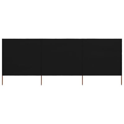 vidaXL Vindskydd 3 paneler tyg 400x80 cm svart