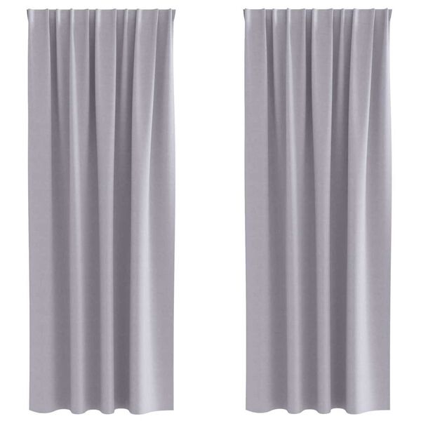vidaXL M&ouml;rkl&auml;ggningsgardiner med Ringar 2 pcs Metallgr&aring; 245 x 140 cm