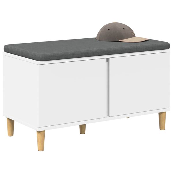 vidaXL Hallb&auml;nk med kudde med lagring med d&ouml;rr Vit 80 x 38 x 46 cm