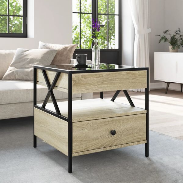 vidaXL Soffbord med Infinity LEDs sonoma-ek 50x50x51 cm