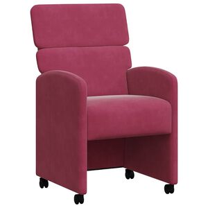 vidaXL Matstolar med hjul 2 st Sammet Vinr&ouml;d 58 x 65 x 98 cm