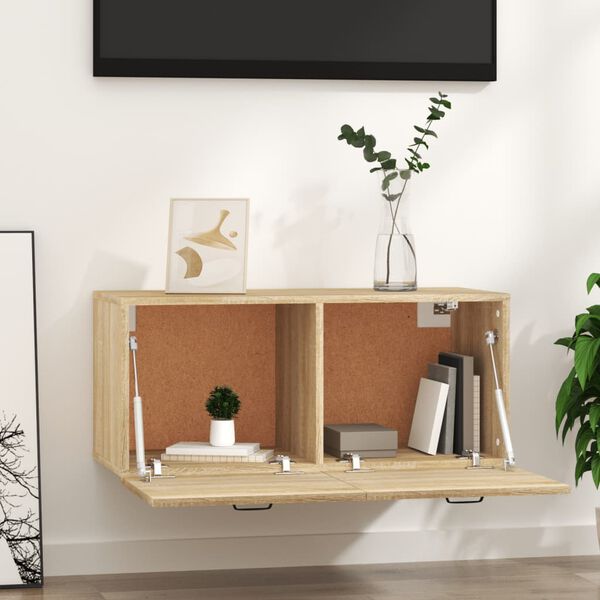 vidaXL V&auml;ggsk&aring;p sonoma-ek 80x36,5x35 cm konstruerat tr&auml;