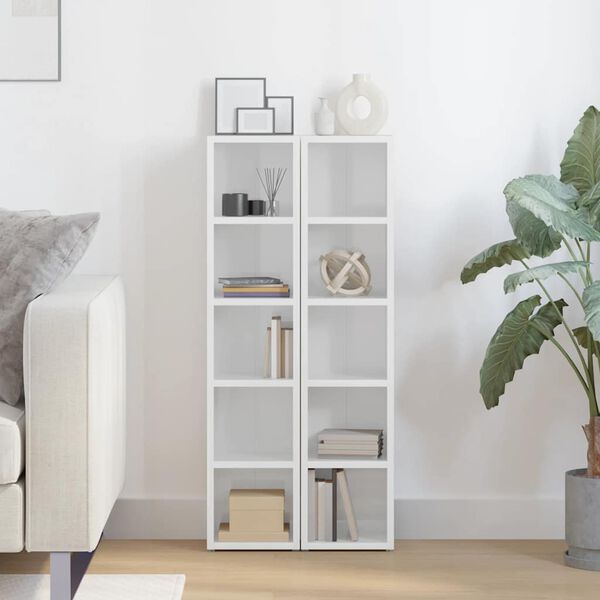 vidaXL CD-hyllor 2 st vit h&ouml;gglans 21x16x93,5 cm sp&aring;nskiva