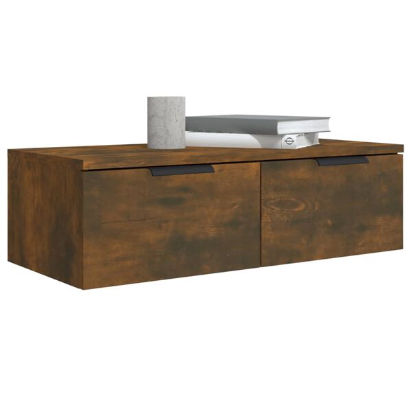 vidaXL V&auml;ggsk&aring;p 2 st r&ouml;kf&auml;rgad ek 68x30x20 cm konstruerat tr&auml;