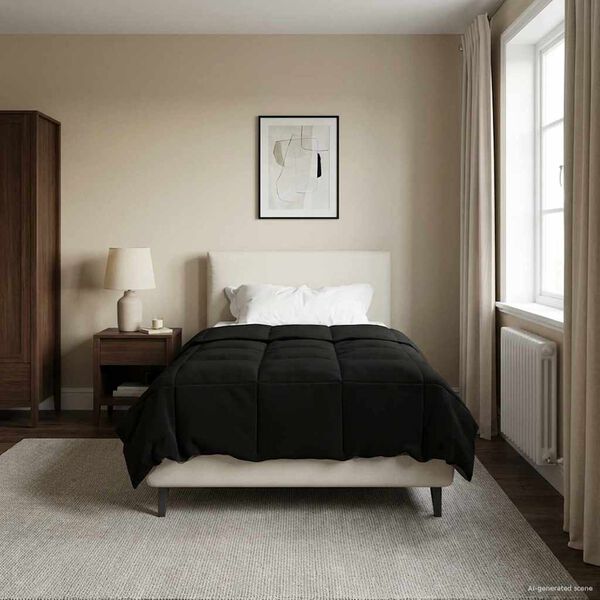 vidaXL Full &Aring;rs-Duvet Quiltad Svart 135 x 220 cm Mikrofiber