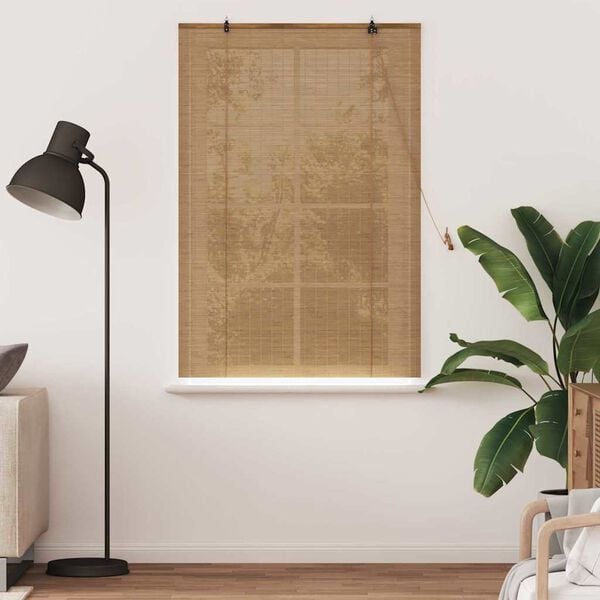 vidaXL Rullgardin med gardiner Brun 100 x 160 cm Bambu