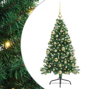 vidaXL Konstgjord F&ouml;rbelyst Julgran med 150 LED-lampor Gr&ouml;n 120 cm PVC
