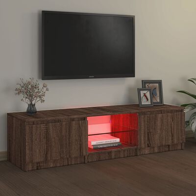 vidaXL TV-bänk med LED-belysning brun ek 140x40x35,5 cm