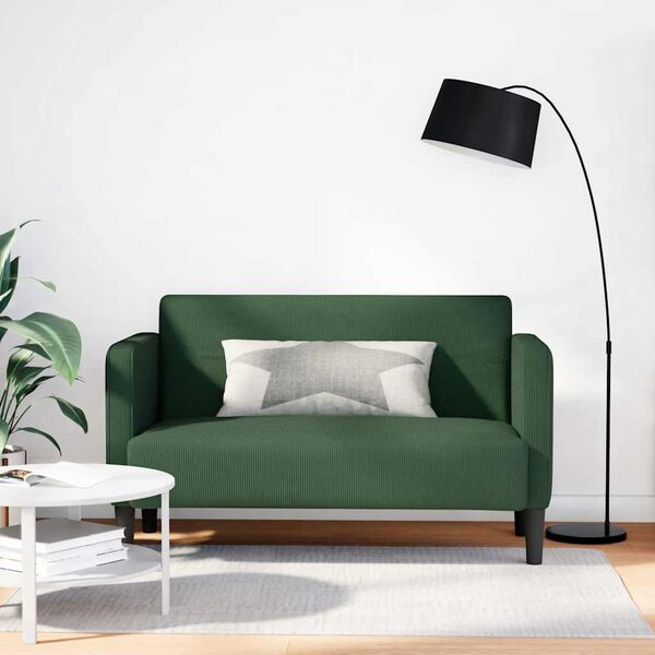 vidaXL Loveseat soffa mörkgrön 109 cm manchestertyg