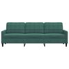 vidaXL 3-sitssoffa m&ouml;rkgr&ouml;n 210 cm sammet