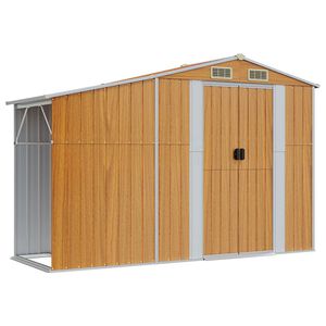 vidaXL Tr&auml;dg&aring;rdsskjul 277x93x179 cm brun galvaniserat st&aring;l