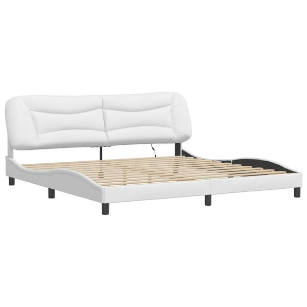 vidaXL Bed Frame with LED without Mattress "Hvar" White 200x200 cm