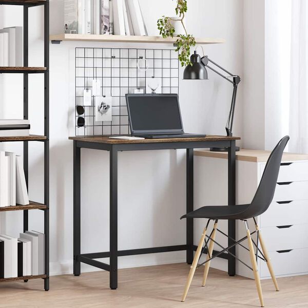 vidaXL bord R&ouml;kt ek 100 x 50 x 76,5 cm Konstruerat tr&auml; och st&aring;l