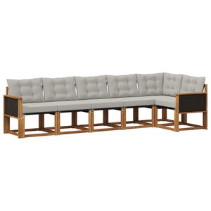 vidaXL Utomhussoffset med kudde 6 pcs Naturlig och ljusgr&aring;
