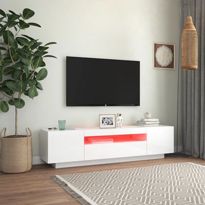 vidaXL TV-bänk med LED-belysning vit högglans 160x35x40 cm