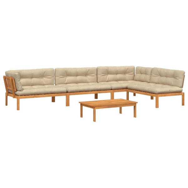 vidaXL Pallsoffgrupp f&ouml;r tr&auml;dg&aring;rden m. dynor 5 delar massivt akaciatr&auml;