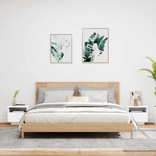 vidaXL S&auml;ngbord med LED-lampor 2 st vit 40x39x37 cm