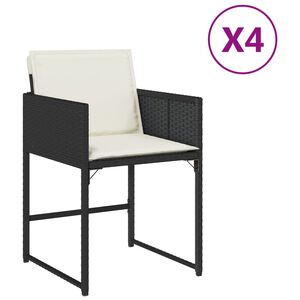 vidaXL Tr&auml;dg&aring;rdsstolar med dynor 4 st svart konstrotting